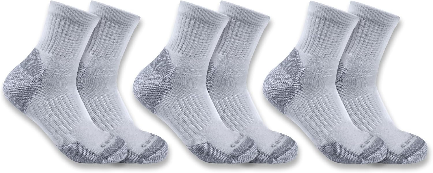 image:imageCarhartt Mens Midweight Cotton Blend Quarter Sock 3 PackGrey