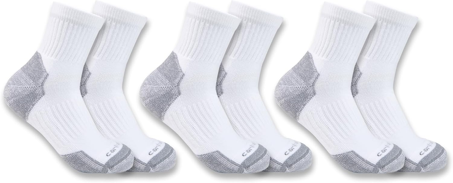 image:imageCarhartt Mens Midweight Cotton Blend Quarter Sock 3 PackWhite