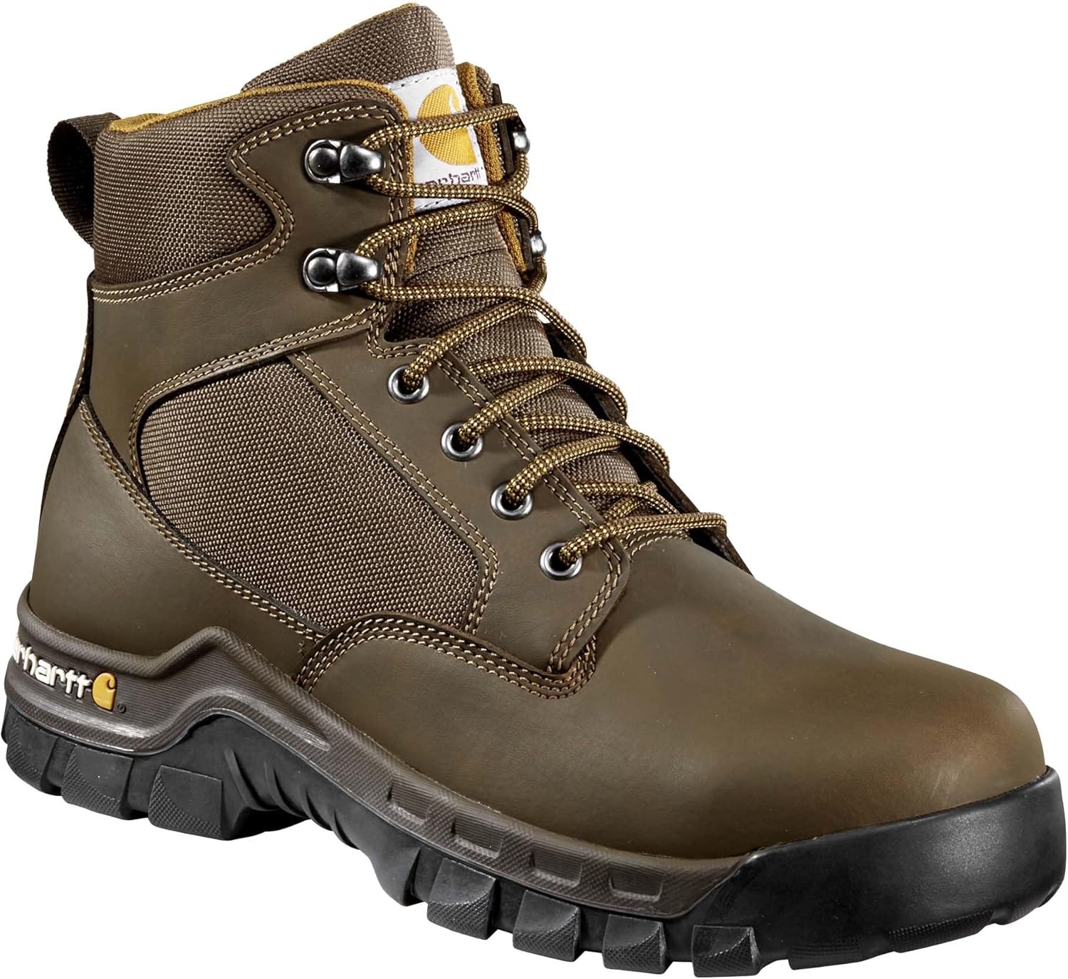 imageCarhartt Mens Rugged FF6213M Flex WP 6 Steel Toe Work BootDk Brown Leather Synthetic