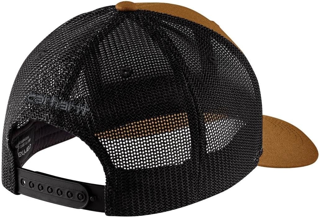 image:imageCarhartt Mens Rugged Flex Twill MeshBack Logo Patch CapCarhartt BrownBlack