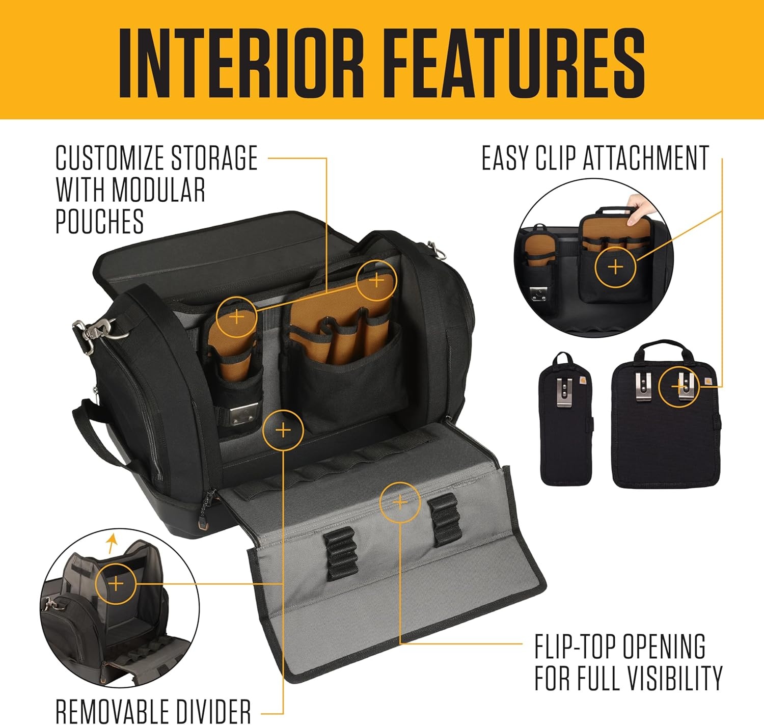 image:imageCarhartt Mens Station Tool Bag WAdjustable Shoulder Straps Durable WaterResistant Tool Organizer Medium Tool BagLarge Tool Bag
