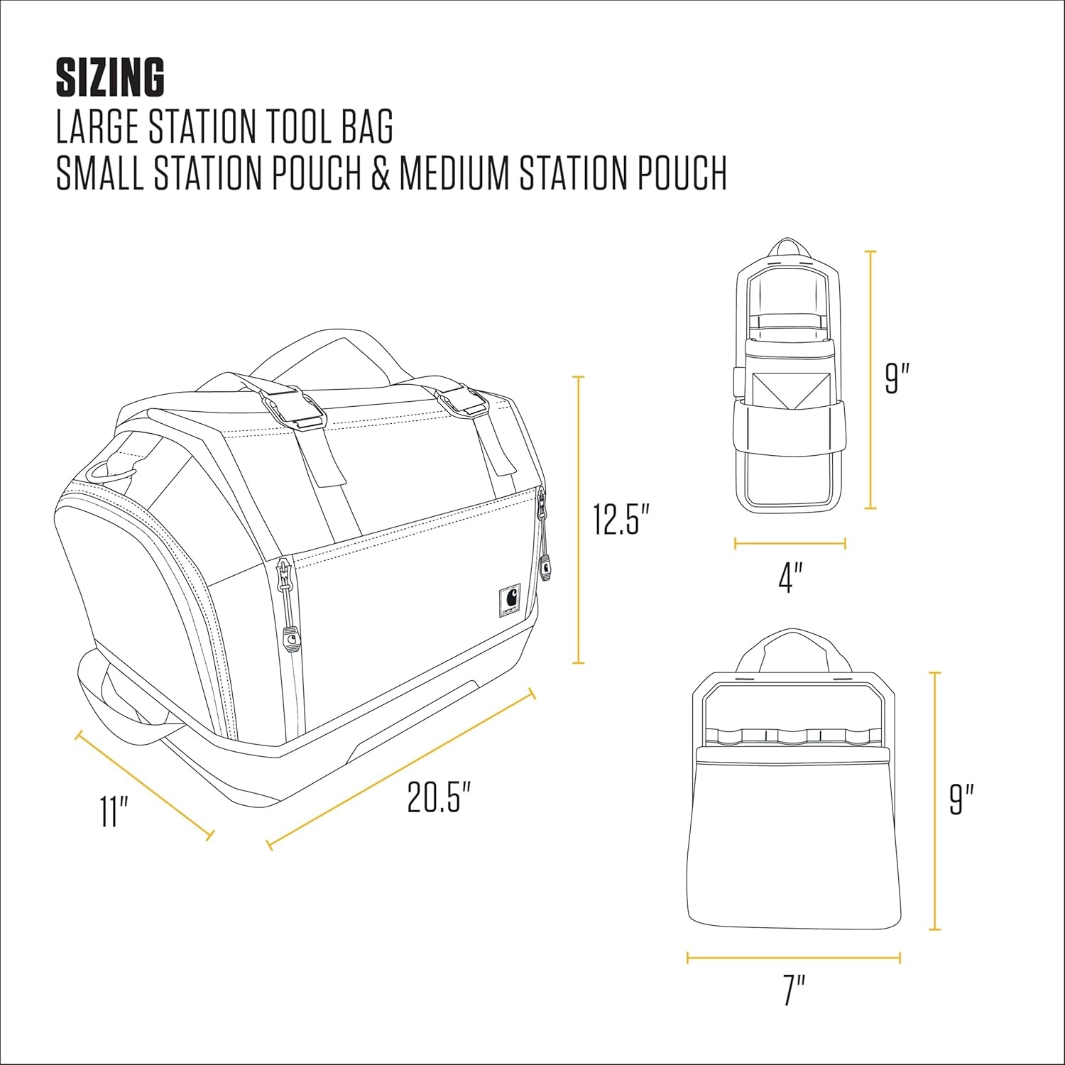 image:imageCarhartt Mens Station Tool Bag WAdjustable Shoulder Straps Durable WaterResistant Tool Organizer Medium Tool BagLarge Tool Bag