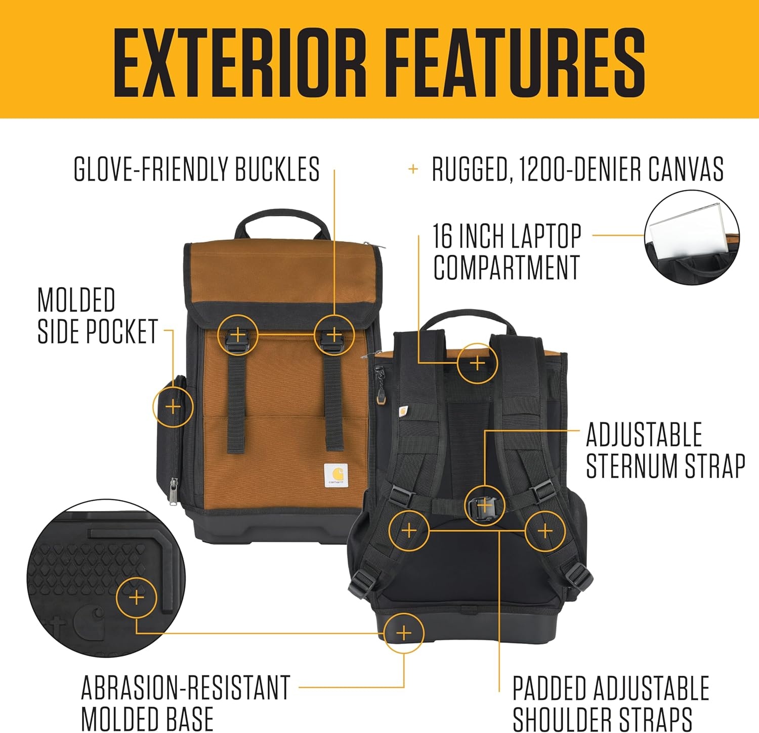 image:imageCarhartt Mens Station Tool Bag WAdjustable Shoulder Straps Durable WaterResistant Tool Organizer Medium Tool BagTool Backpack