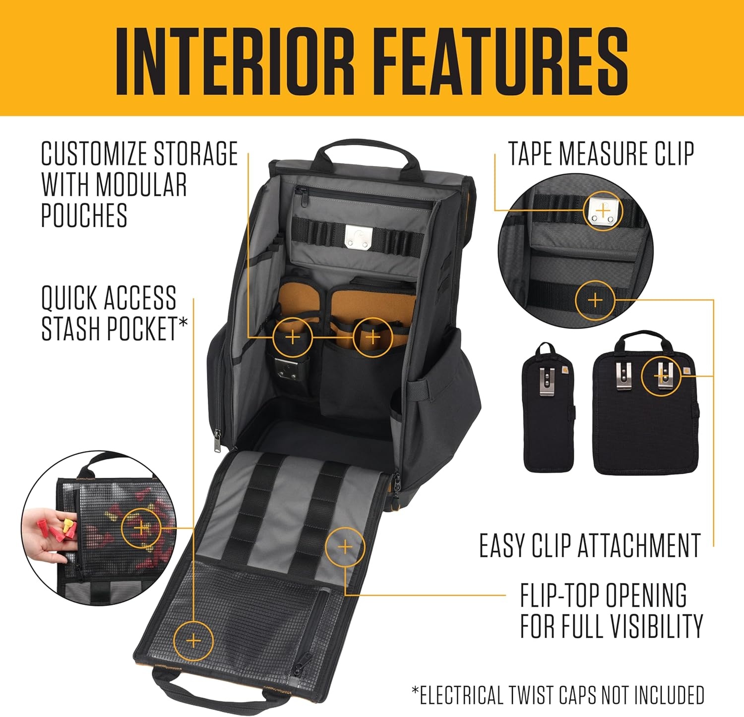 image:imageCarhartt Mens Station Tool Bag WAdjustable Shoulder Straps Durable WaterResistant Tool Organizer Medium Tool BagTool Backpack