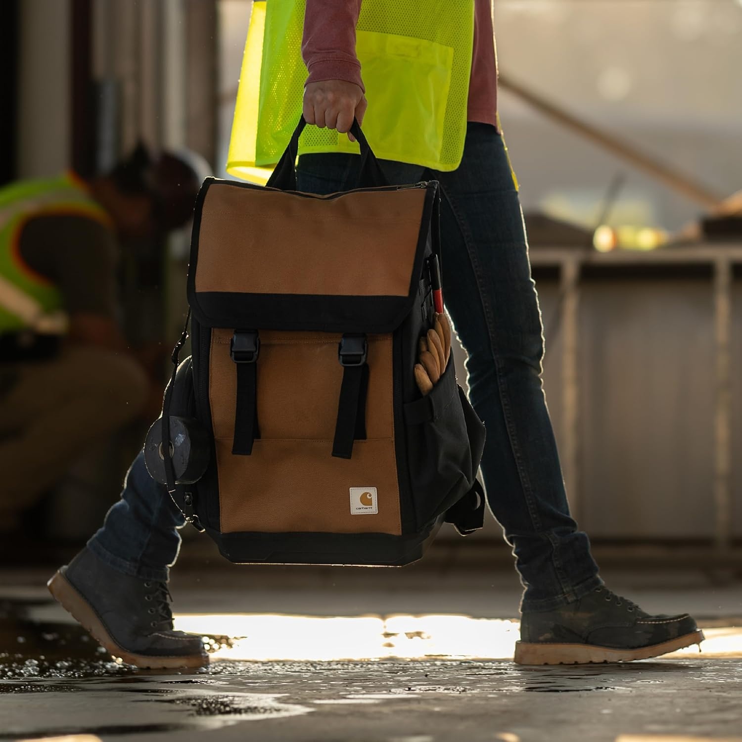 image:imageCarhartt Mens Station Tool Bag WAdjustable Shoulder Straps Durable WaterResistant Tool Organizer Medium Tool BagTool Backpack