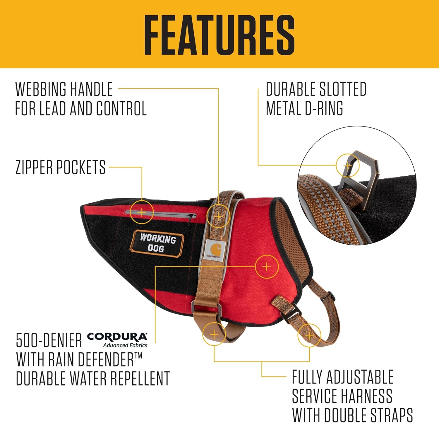 imageCarhartt Nylon Ripstop Service Dog Harness Durable amp Comfortable Water Repellent Service Dog Vest LargeXLarge