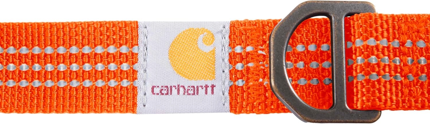 imageCarhartt Nylon Webbing Dog Collar Fully Adjustable WDurable Side Release Buckle and Reflective Stitching Black MediumHunter Orange