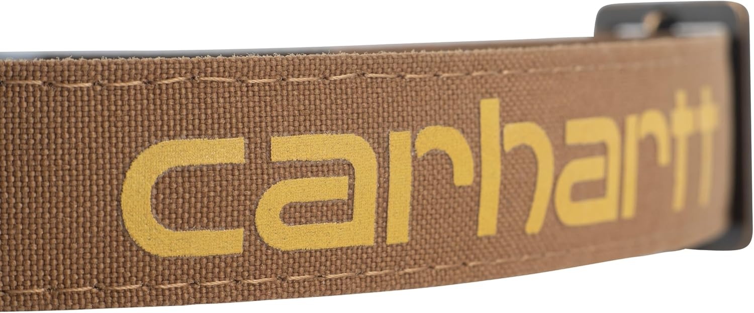 imageCarhartt Pet Fully Adjustable Webbing Collars for Dogs Reflective Stitching for Visibility Blanket Stripe MediumCarhartt Brown Nylon Canvas Webbing