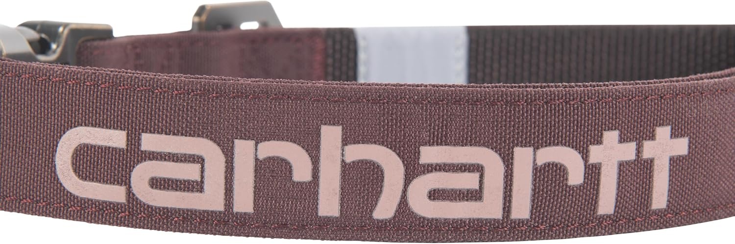 imageCarhartt Pet Fully Adjustable Webbing Collars for Dogs Reflective Stitching for Visibility Blanket Stripe MediumDeep Wine Nylon Canvas Webbing