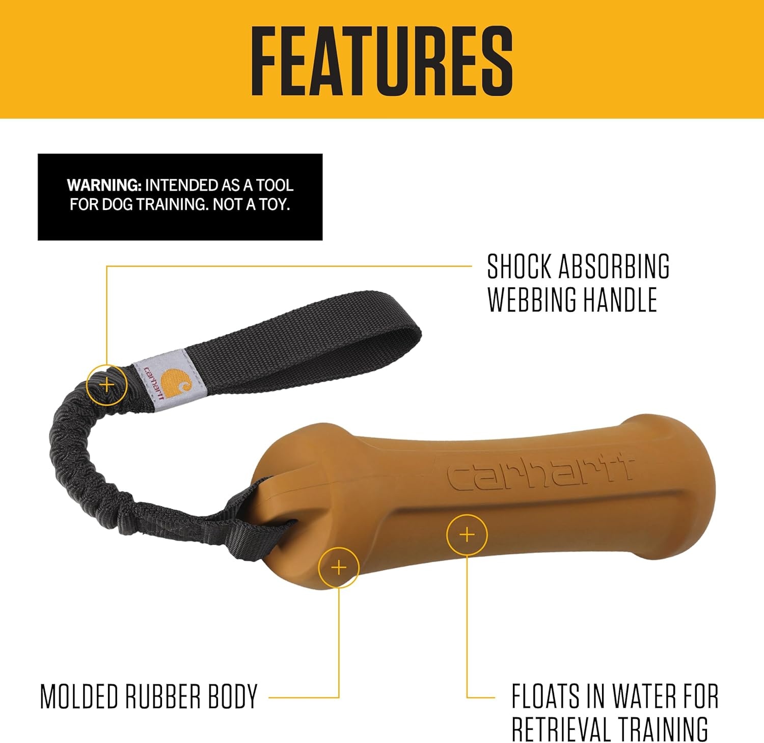 imageCarhartt Pet Training Tools Rugged Dog Tool for Tug Fetch and Play Field Dog Training Pull Carhartt BrownField Dog Training Throw Carhartt Brown