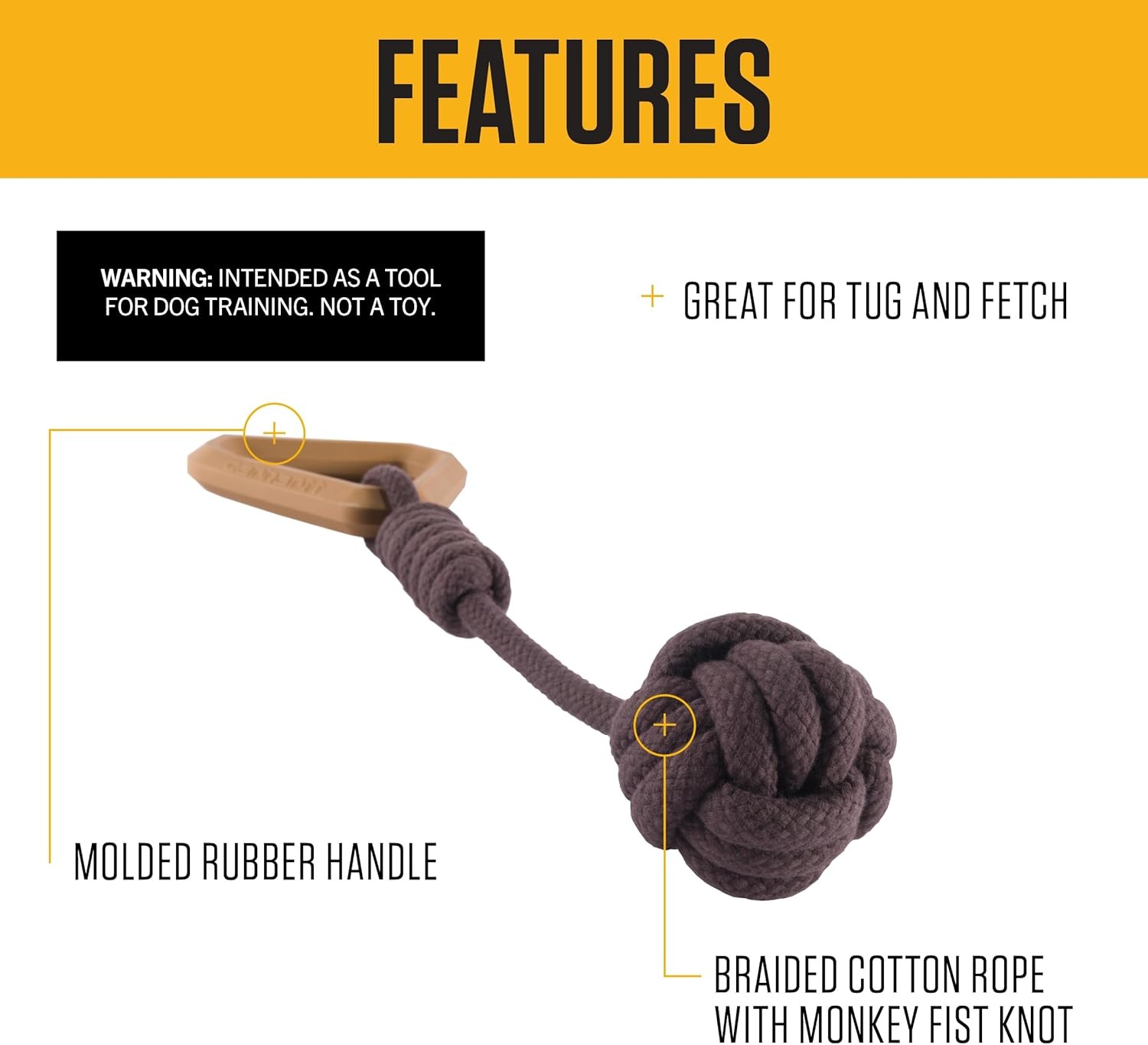 imageCarhartt Pet Training Tools Rugged Dog Tool for Tug Fetch and Play Field Dog Training Pull Carhartt BrownMonkey Fist Dog Pull Blaze Orange