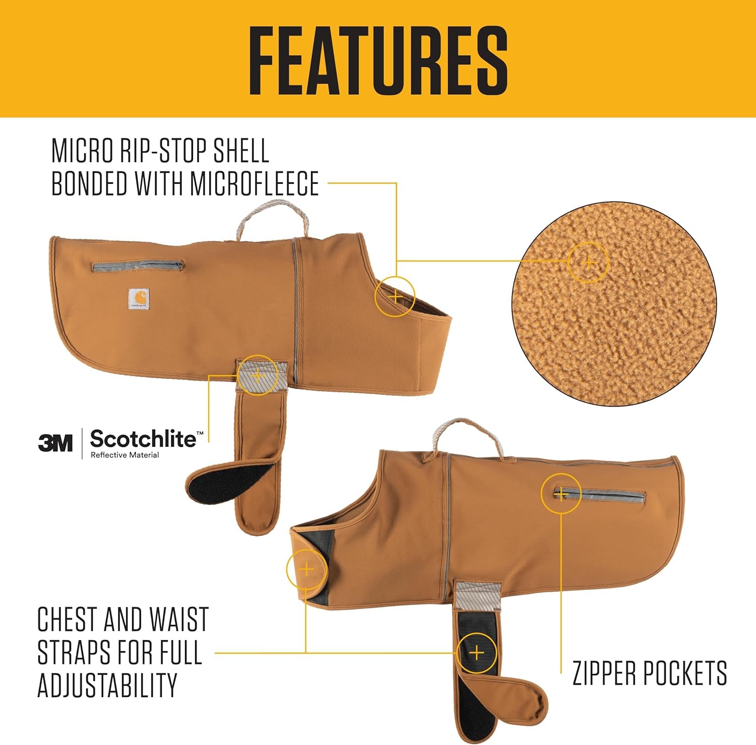 imageCarhartt Quick Duck Fleece Lined Dog Jac WaterRepellent Dog Vest Dark Sapphire LargeCarhartt Brown