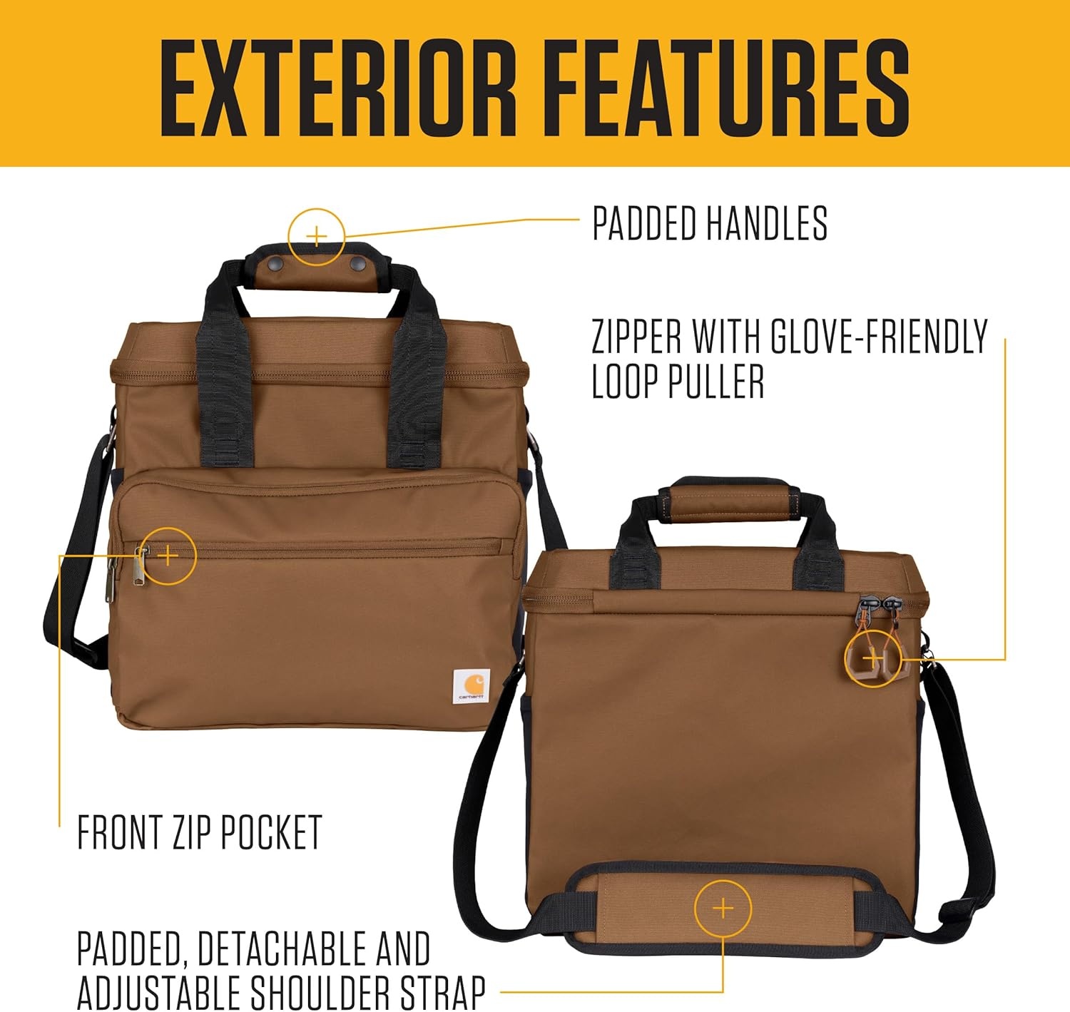 image:imageCarhartt Thick Foam Fully Insulated Cold Front Coolers Premium Ice Retention Durable Water Resistant Material WFront Zippered PocketOiled Walnut
