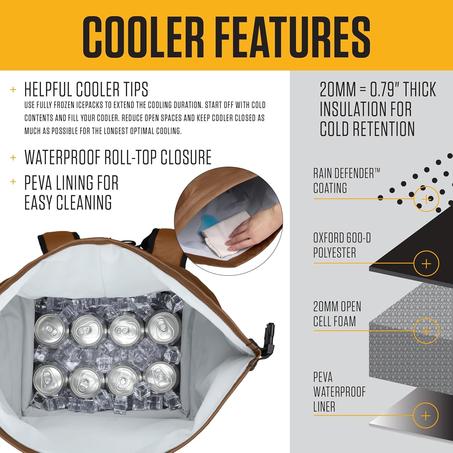 image:imageCarhartt Thick Foam Fully Insulated Cold Front Coolers Premium Ice Retention Durable Water Resistant Material WFront Zippered PocketTarmac
