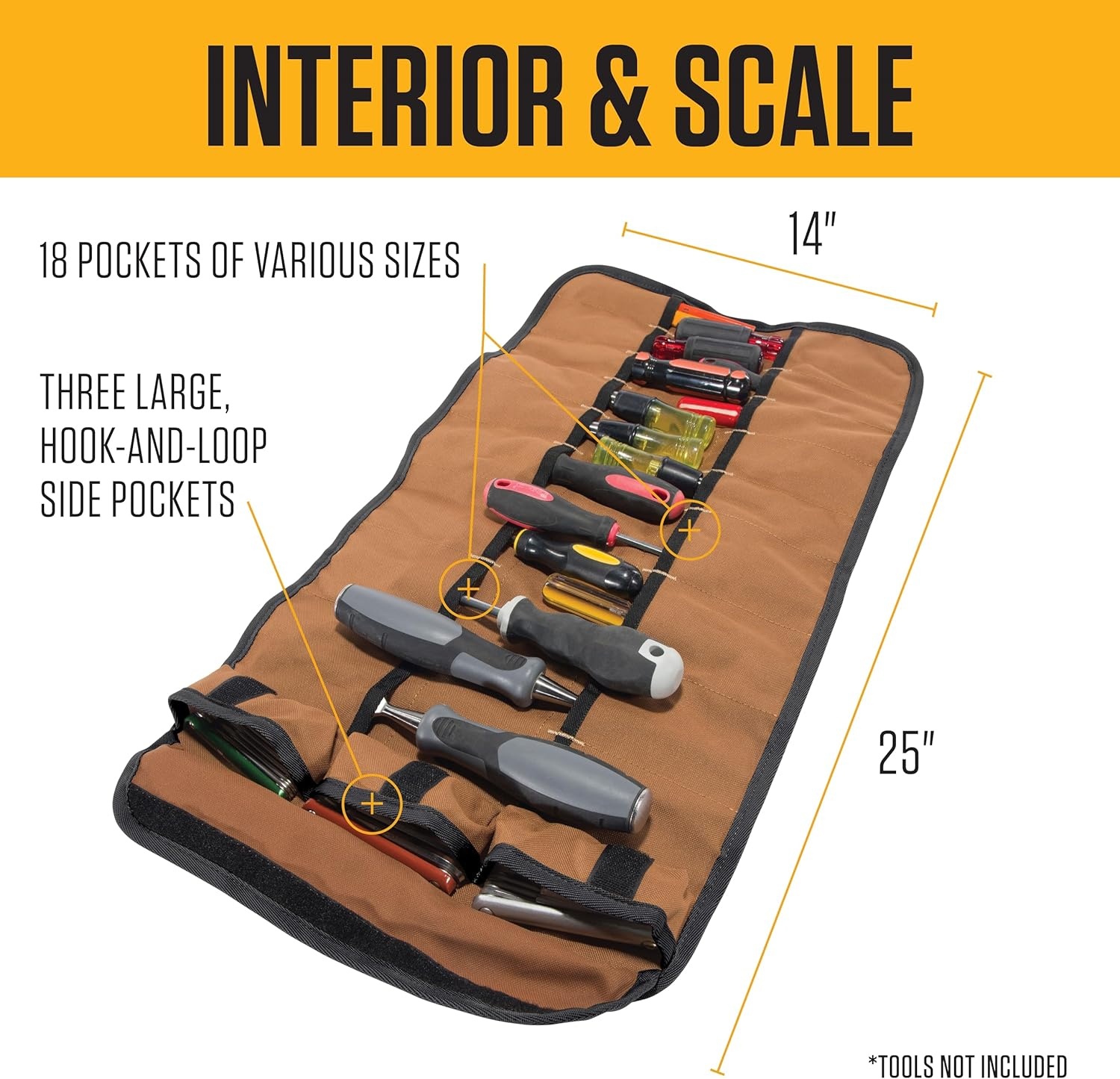 image:imageCarhartt Utility Roll Organizer Durable WaterResistant Tool Roll Black 16 PocketCarhartt Brown