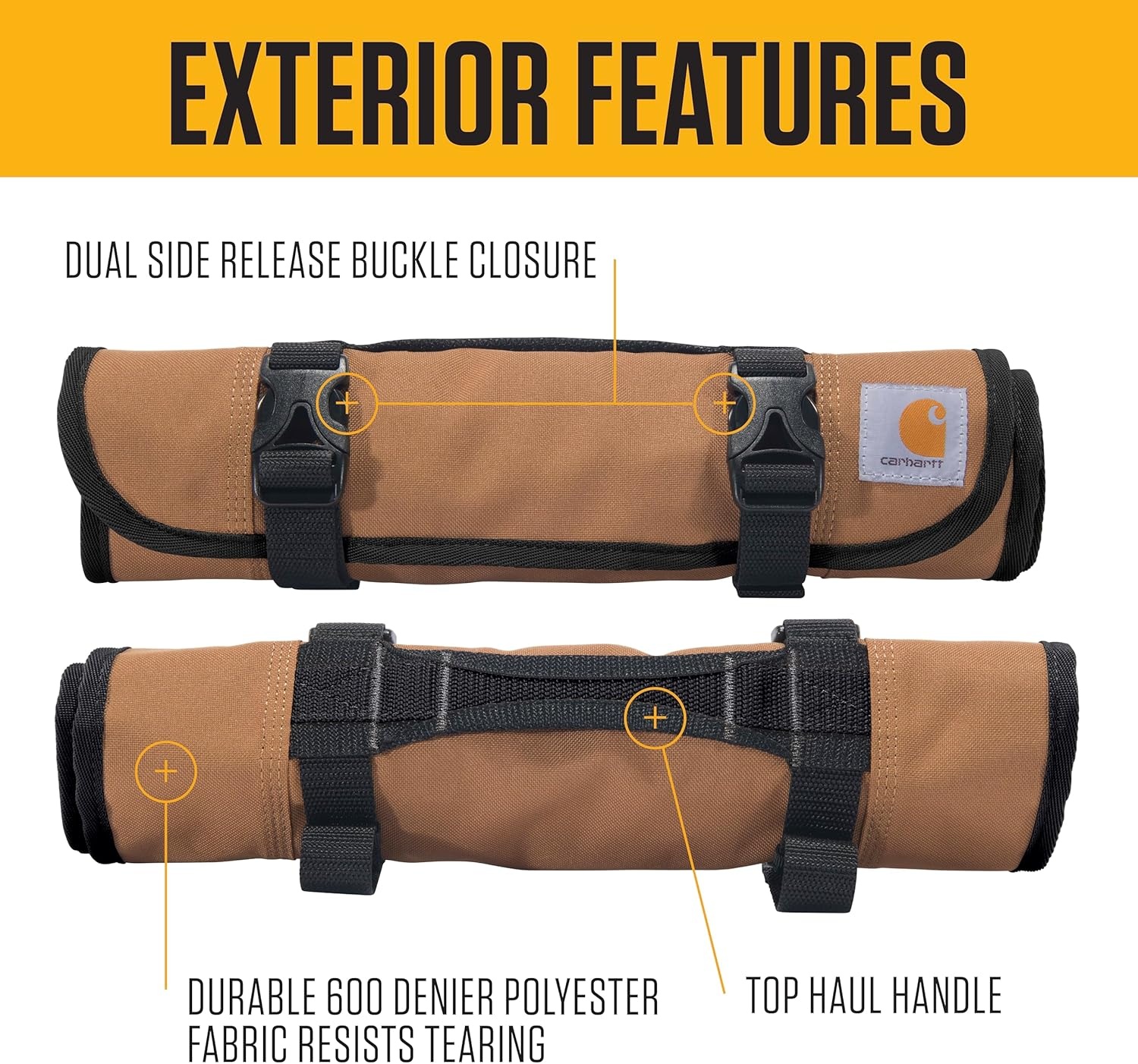 image:imageCarhartt Utility Roll Organizer Durable WaterResistant Tool Roll Black 16 PocketGravel