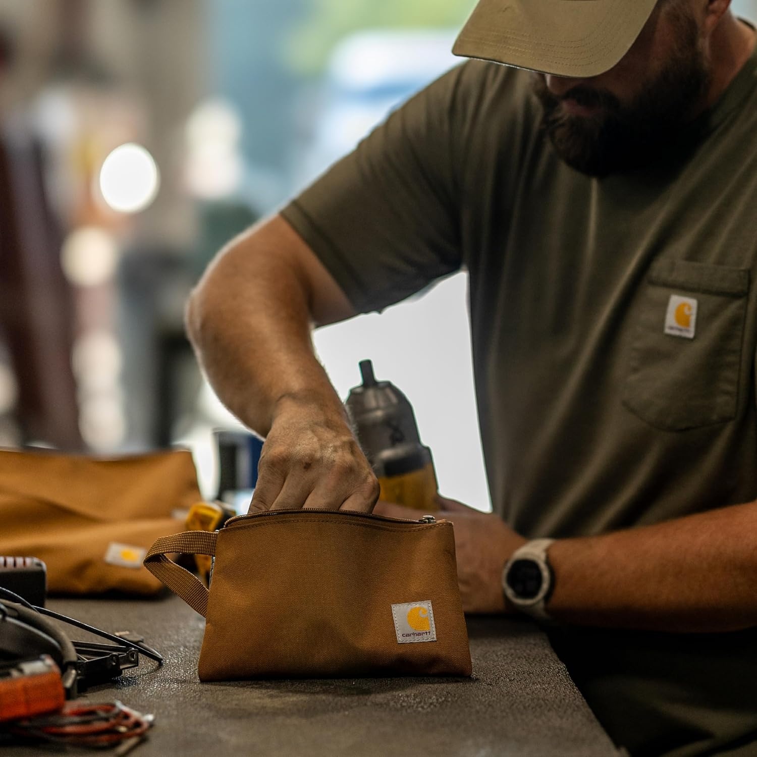 image:imageCarhartt Utility Zipper Pouch Set Durable Water Repellent Organizers Sold in Sets of Three Carhartt BrownBlackGravelCarhartt BrownBlackGreenstone