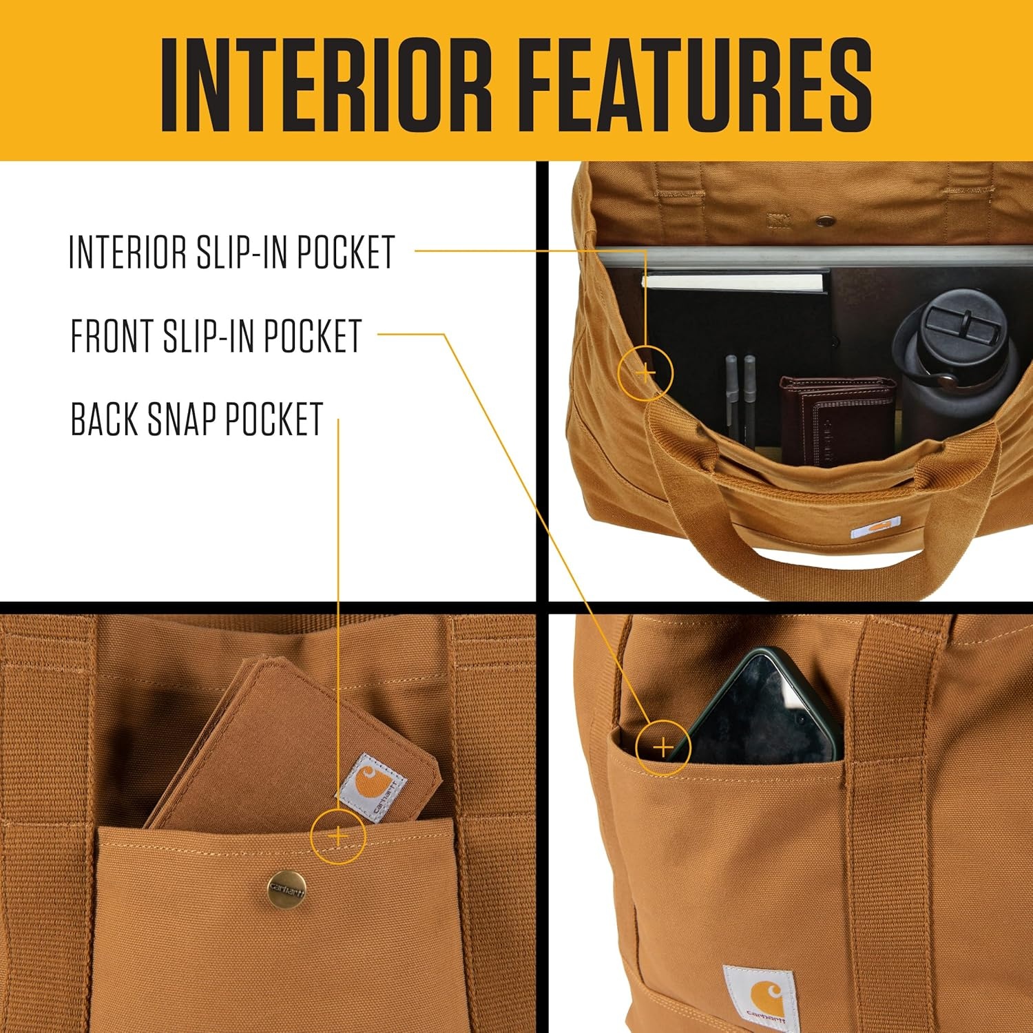 image:imageCarhartt Vertical 18L Firm Duck Tote Bag Firm Duck Cotton Material WHand and Shoulder StrapsChalk