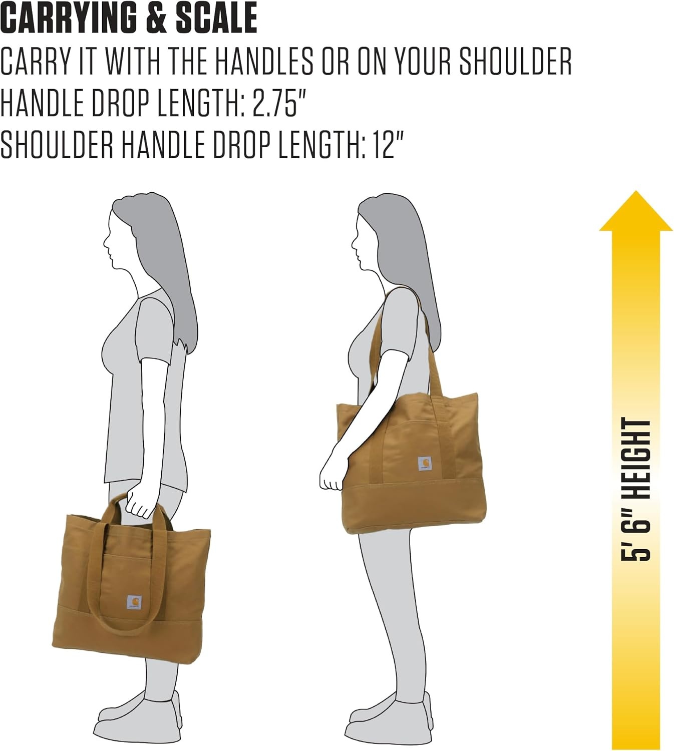 image:imageCarhartt Vertical 18L Firm Duck Tote Bag Firm Duck Cotton Material WHand and Shoulder StrapsChalk