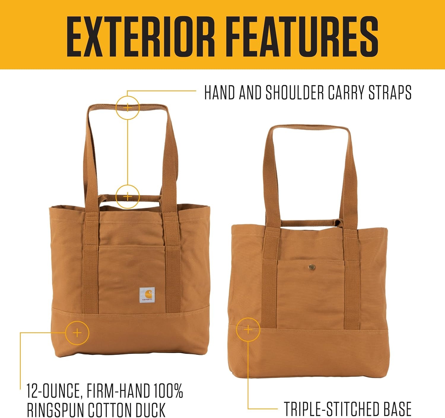 image:imageCarhartt Vertical 18L Firm Duck Tote Bag Firm Duck Cotton Material WHand and Shoulder StrapsChalk
