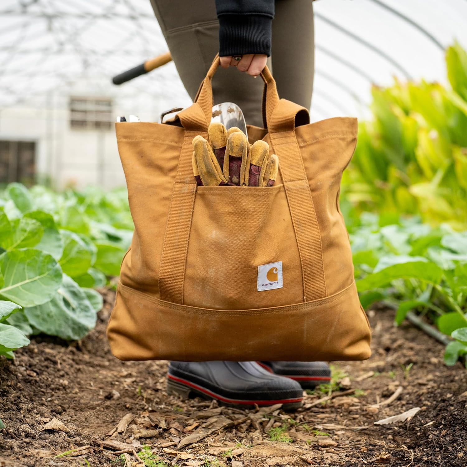 image:imageCarhartt Vertical 18L Firm Duck Tote Bag Firm Duck Cotton Material WHand and Shoulder StrapsChalk