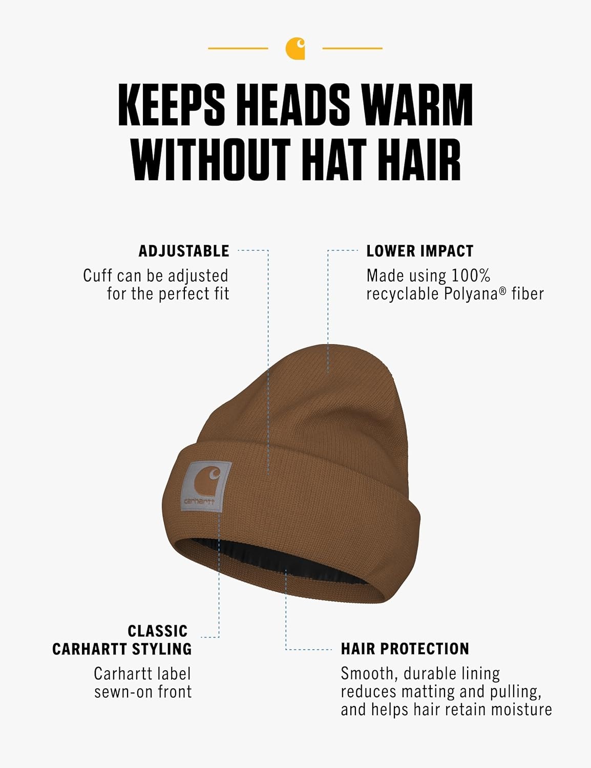 image:imageCarhartt Womens Knit SatinLined BeanieCarhartt Brown
