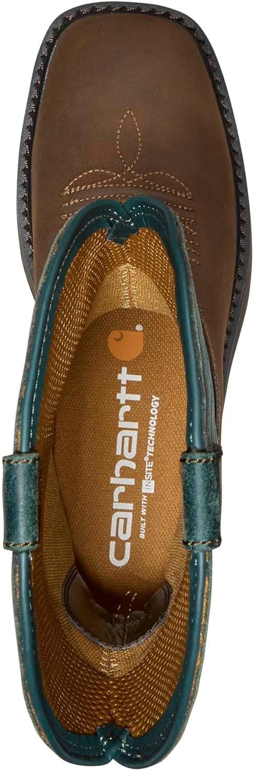 imageCarhartt Womens Montana 11 Waterproof Square Toe Wellington Work BootTanTeal