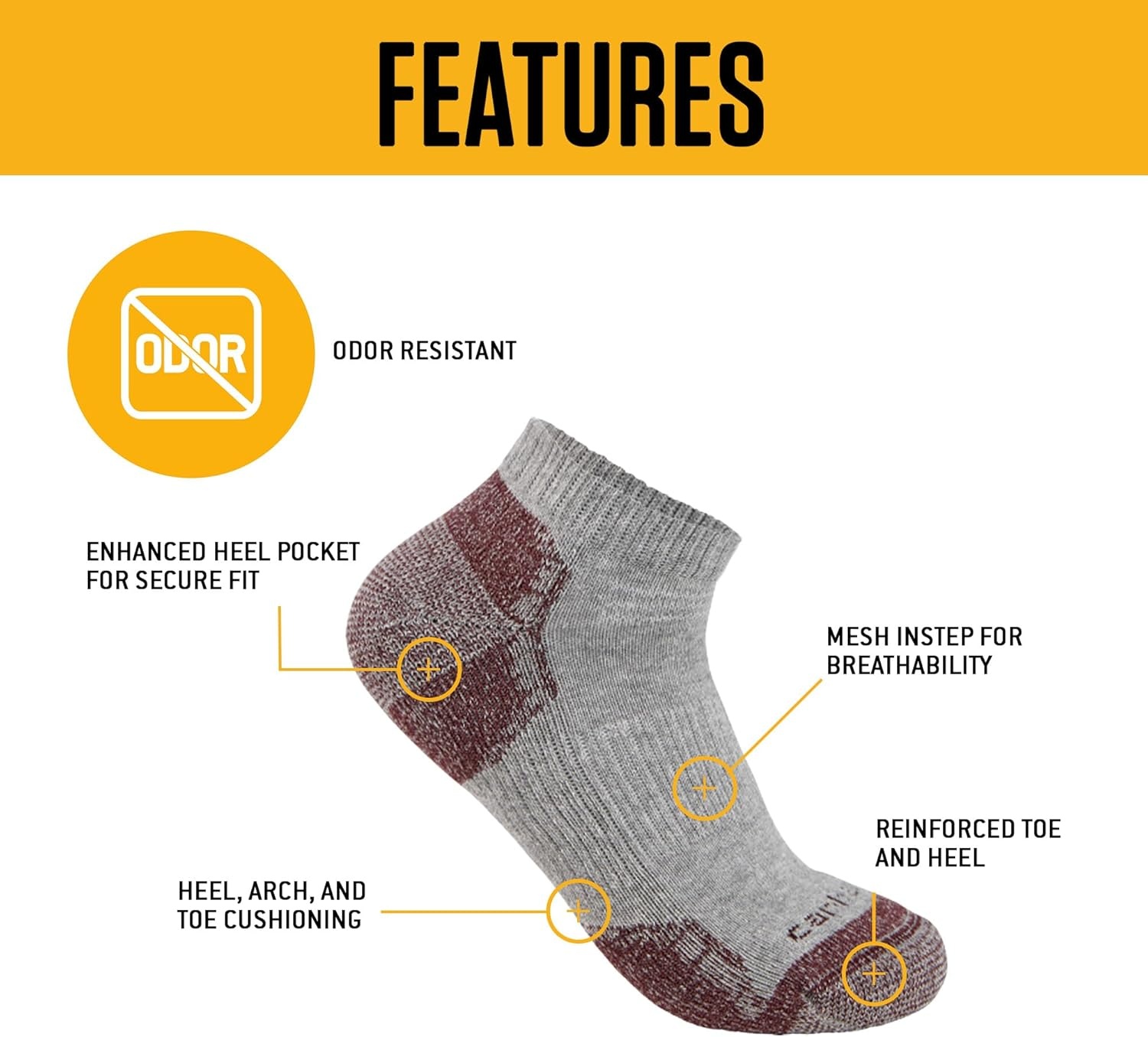 image:imageCarhartt Womens SL2623W Midweight Cotton Blend Low Cut Sock 3 PackAssorted 2