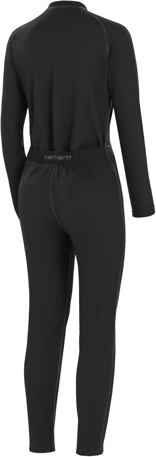 imageCarhartt Womens UM0192W Womens Midweight Cotton Blend Waffle Zip Front UnionBlack