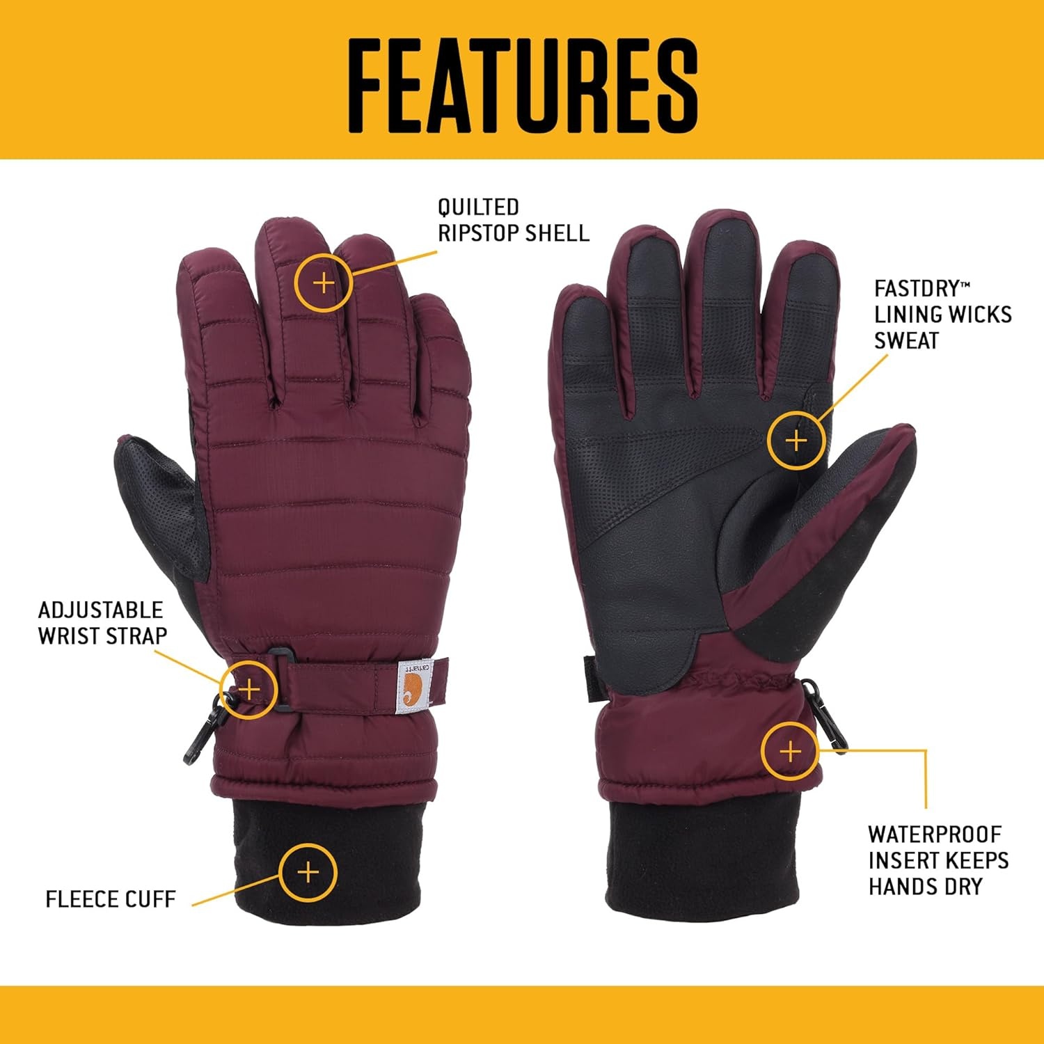 imageCarhartt Womens WA575 Womens Quilts GloveCrabapple