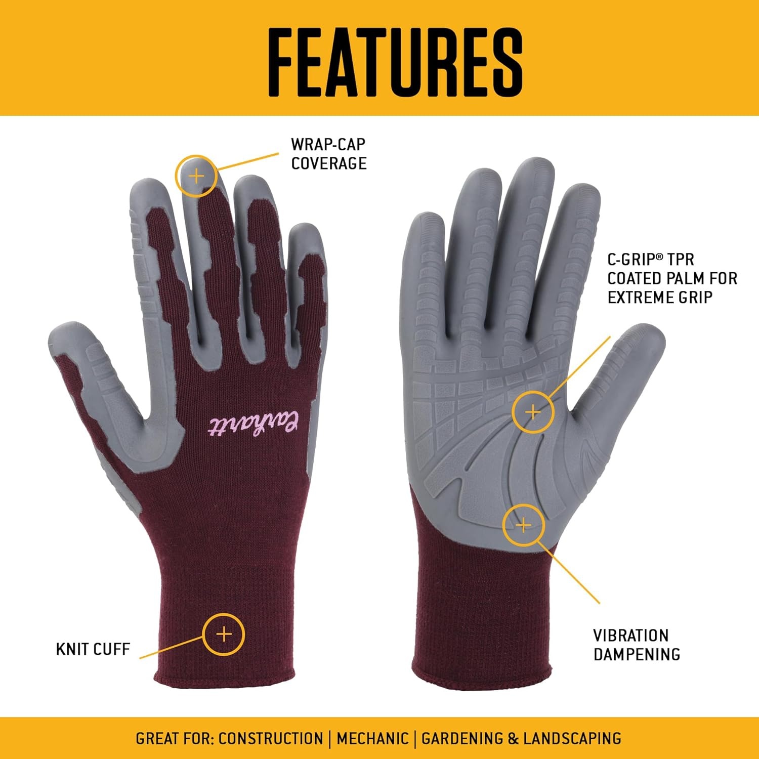 imageCarhartt Womens WA698 Womens Knuckler GloveDusty Plum
