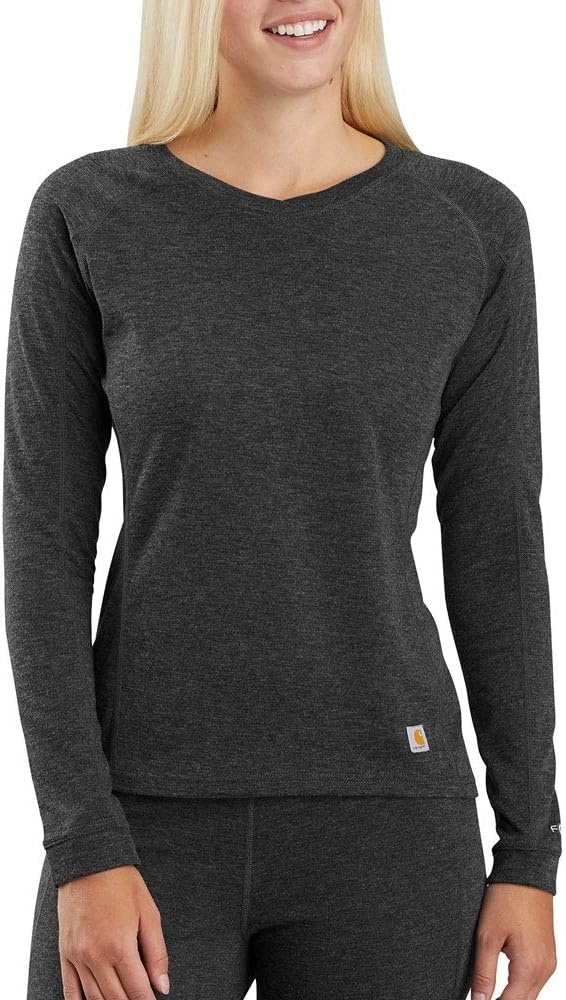 imageCarhartt Womens WBL132 Womens Base Force Heavyweight PolylWool CrewBlack Heather