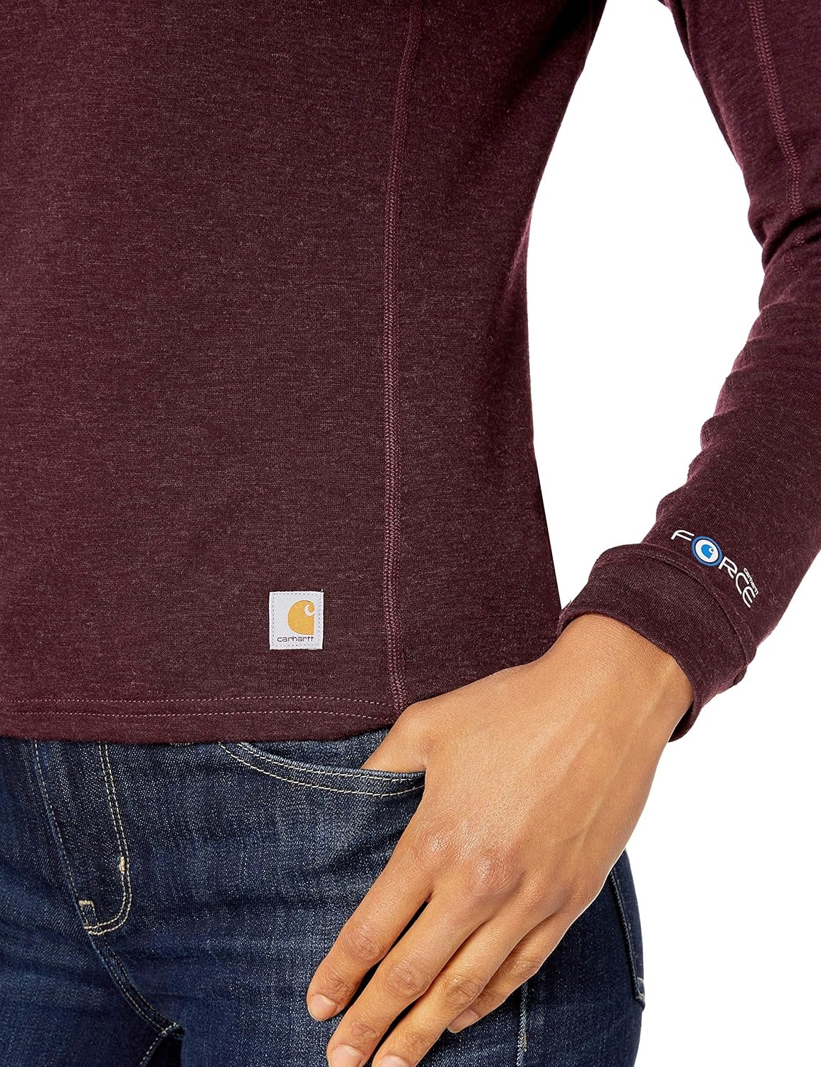 imageCarhartt Womens WBL132 Womens Base Force Heavyweight PolylWool CrewDeep Wine Heather