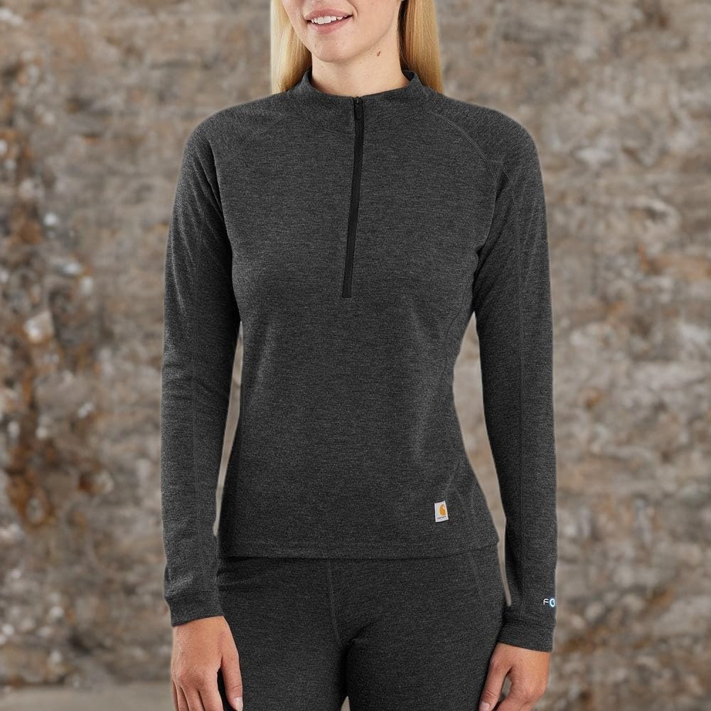 imageCarhartt Womens WBL133 Womens Base Force Heavyweight PolyWool QuartBlack Heather