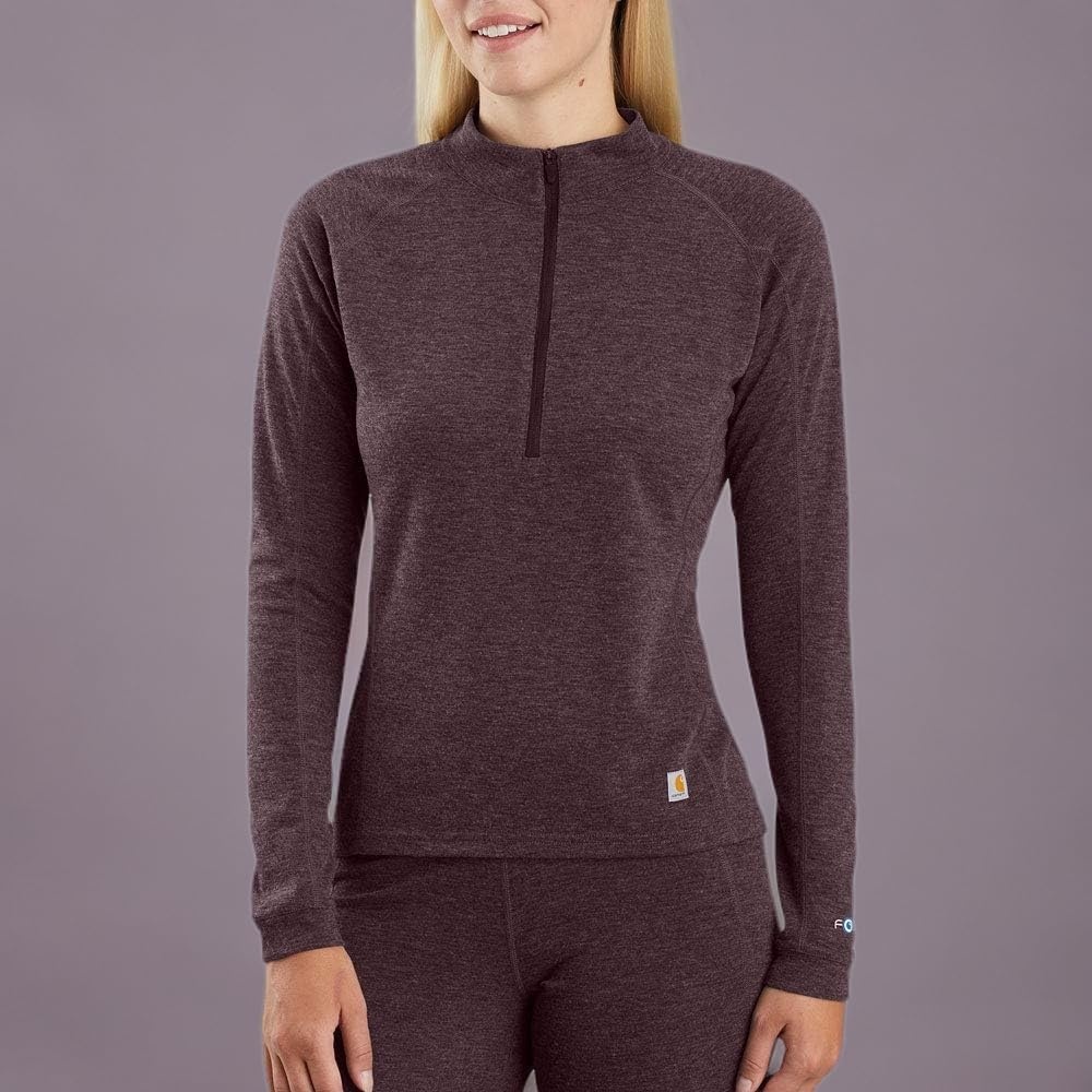 imageCarhartt Womens WBL133 Womens Base Force Heavyweight PolyWool QuartDeep Wine Heather