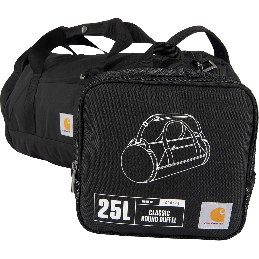 image:imageCarhartt Classic Round Duffel with Utility Pouch HeavyDuty WaterResistant Packable Gear Bag for Jobsite Gym and TravelBlack