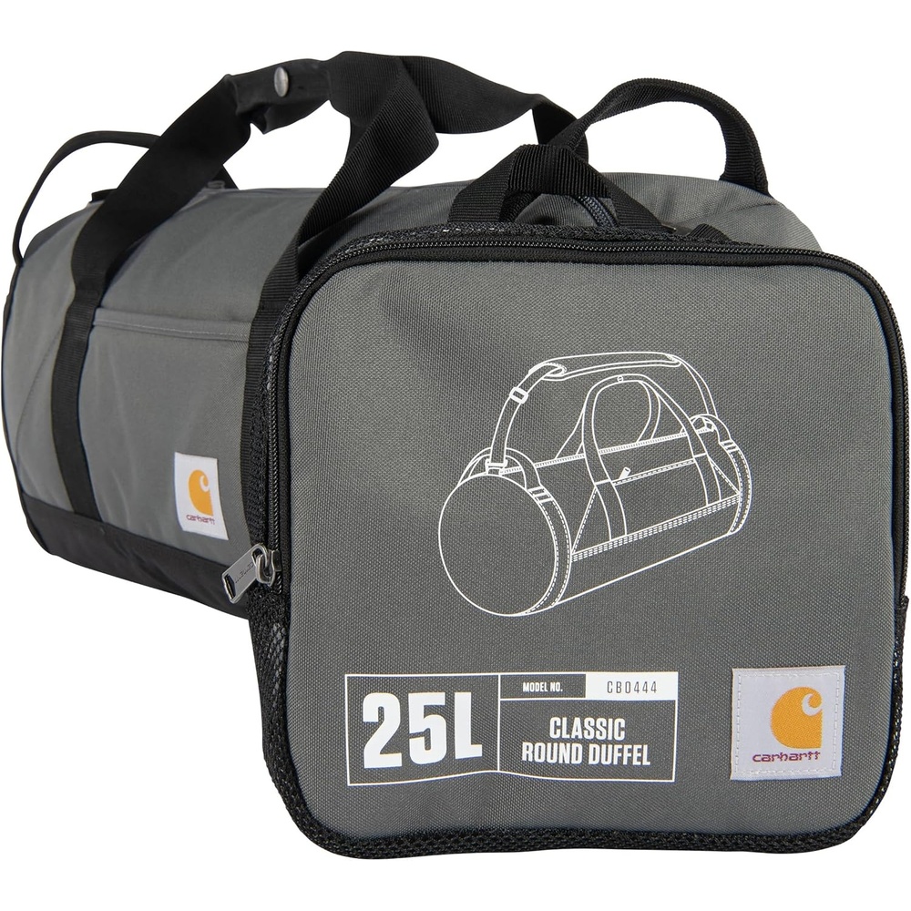 image:imageCarhartt Classic Round Duffel with Utility Pouch HeavyDuty WaterResistant Packable Gear Bag for Jobsite Gym and TravelGravel