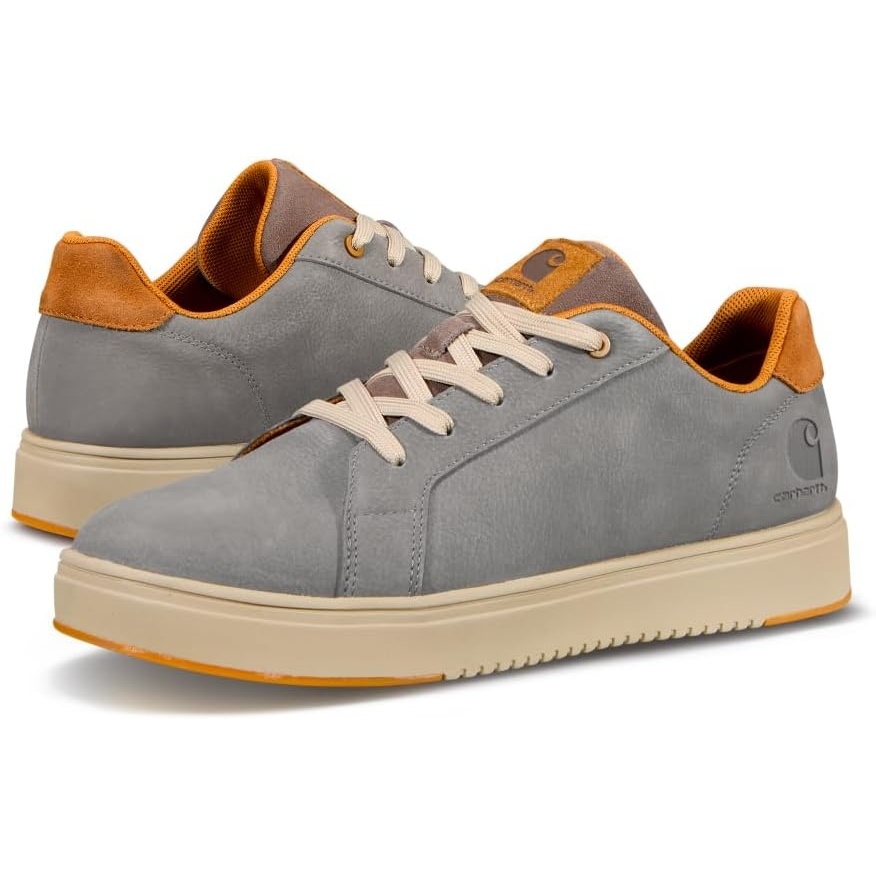 imageCarhartt Detroit Leather Sneakers for Men Comfortable Shoes for Men with Wide Toe Box Comfort Footbed and Midsole and SlipResistant OutsoleGreyBrown