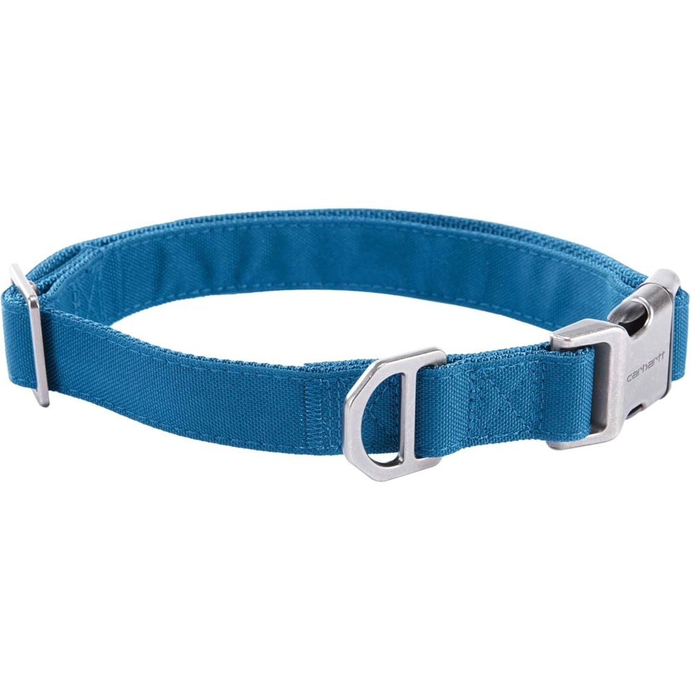 imageCarhartt Field Dog Collar Fully Adjustable Durable 600Denier Fabric WReflective Wordmark for Visibility Carhartt Brown MediumMarine Blue