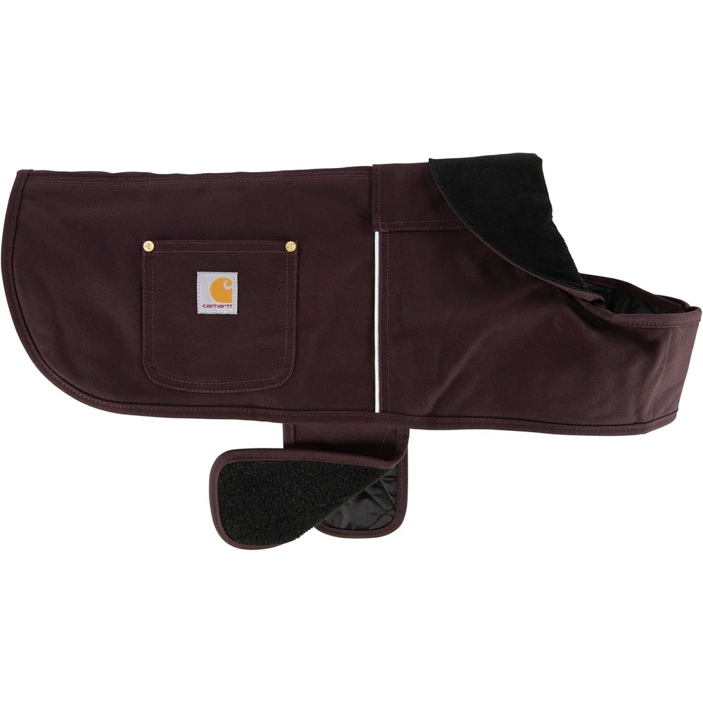 imageCarhartt Firm Duck Dog Chore Coat Insulated Weather Resistant Jacket for Cold and Windy Conditions Black LargeDeep Wine Reflective Piping