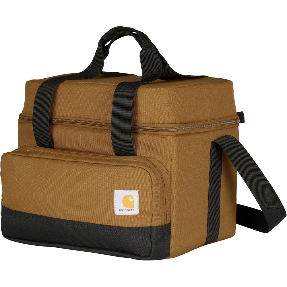 image:imageCarhartt Insulated Two Compartment Cooler Durable Water Repellent Material WFront Zippered Pocket for Camping Beach amp TravelCarhartt Brown