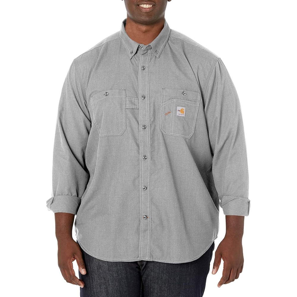 image:imageCarhartt Mens 104138 FlameResistant Force Lightweight Long Sleeve ShGray