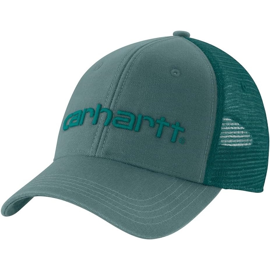 image:imageCarhartt Mens Canvas MeshBack Logo Graphic CapSea Pine