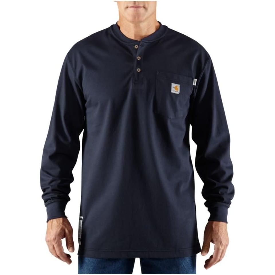 image:imageCarhartt Mens FR Force Dearborn Loose LS HenleyDark Navy