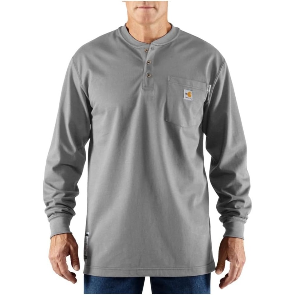 image:imageCarhartt Mens FR Force Dearborn Loose LS HenleyLight Gray