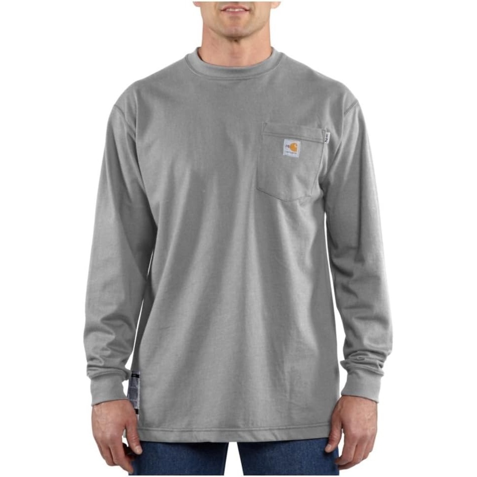 image:imageCarhartt Mens FR Force Dearborn Loose LS TShirtLight Gray
