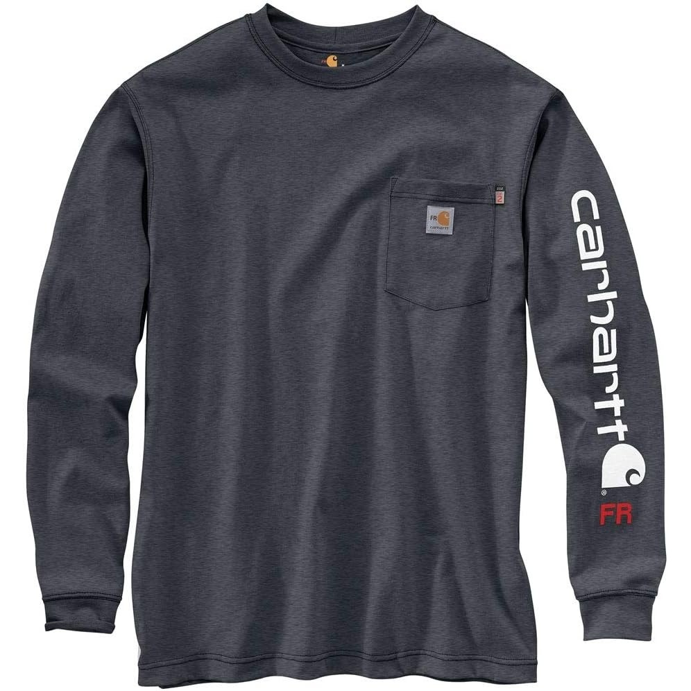 image:imageCarhartt Mens FR Force Irvine Loose LS Logo TShirtGranite Heather