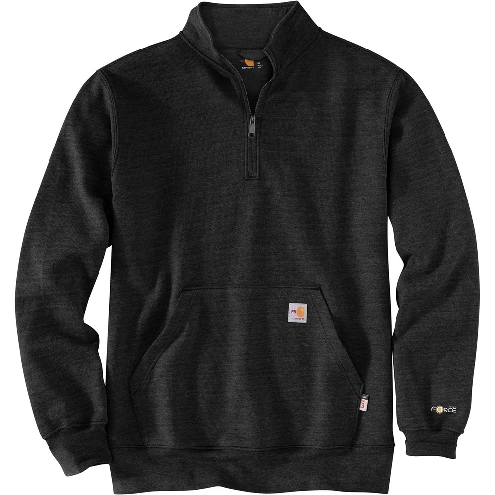 image:imageCarhartt Mens FR Force Marquette 14 Zip SweatshirtBlack Heather