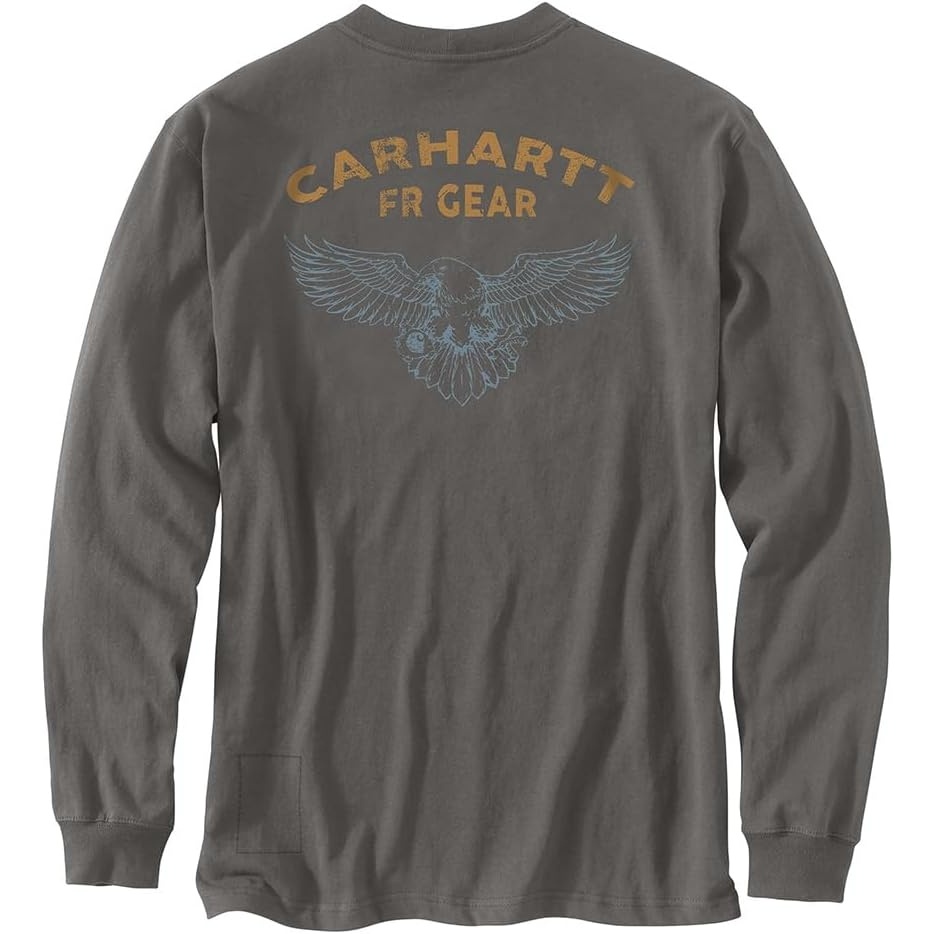 image:imageCarhartt Mens Flame Resistant Force Loose Fit LongSleeve Lightweight Eagle Graphic TShirtMud Gray