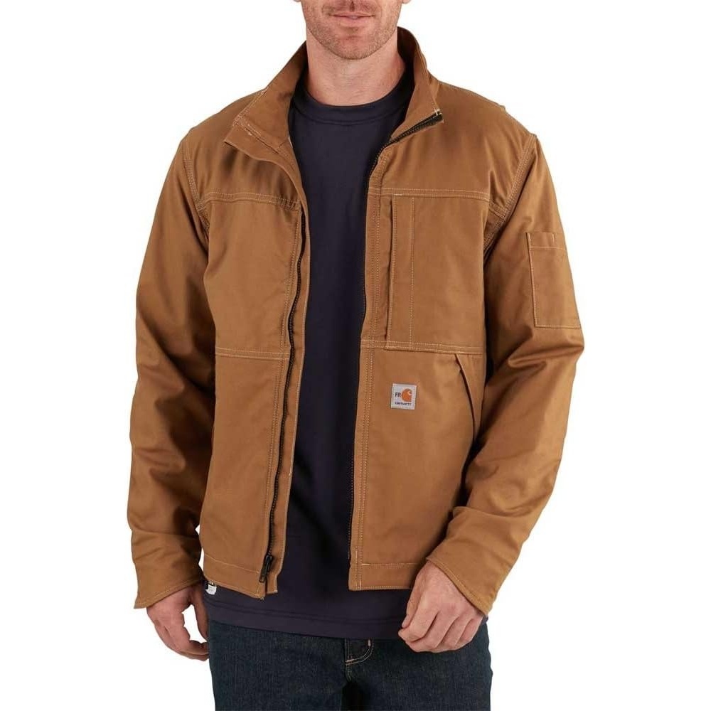 image:imageCarhartt Mens Flame Resistant Full Swing Relaxed Fit Quick Duck Lined JacketCarhartt Brown